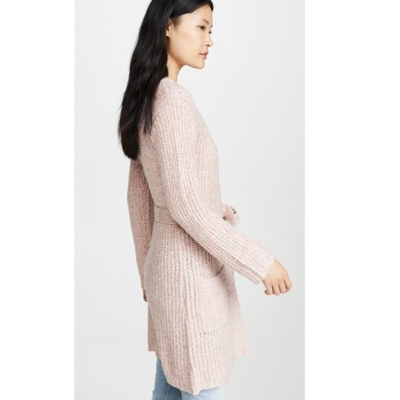 BB Dakota Mauve Rose Belted Point Cardigan Sweater - Picture 6 of 6